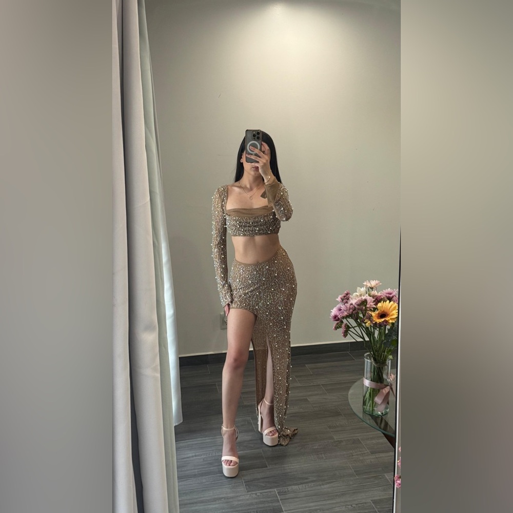 Sparkling Nude Two-Piece Set